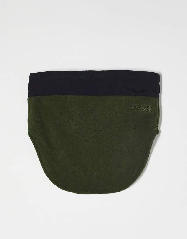 Selected Homme fleece snood in khaki