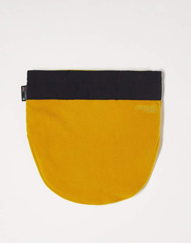 Selected Homme fleece snood in yellow