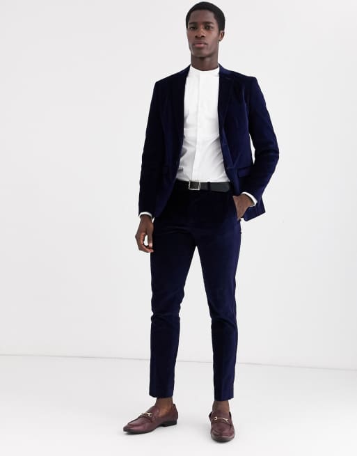 Selected Homme - Slim-fit fluwelen kostuum in marineblauw, 3 van 3
