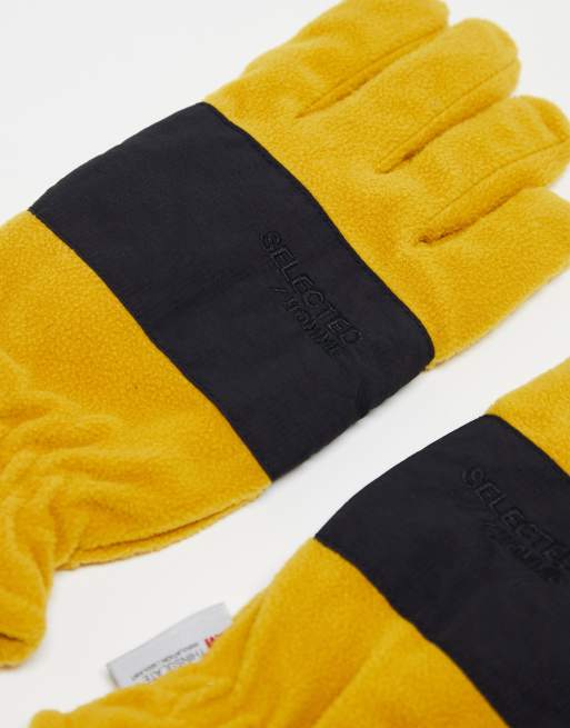 Gants color-block en polaire stretch pour homme en jaune