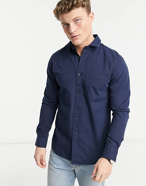 Selected Homme Long Sleeve Shirt Mens Slim Fit Plain Smart Business Shirts 