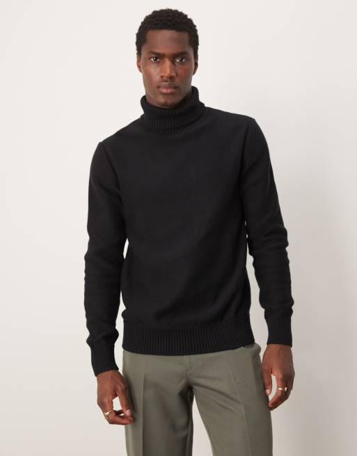 Selected Homme Gebreide coltrui in zwart ASOS