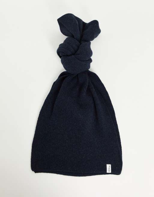 Selected Homme - Gebreide sjaal van wolmix in marineblauw