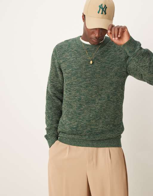 Selected Homme - Gebreide trui met structuur in groen