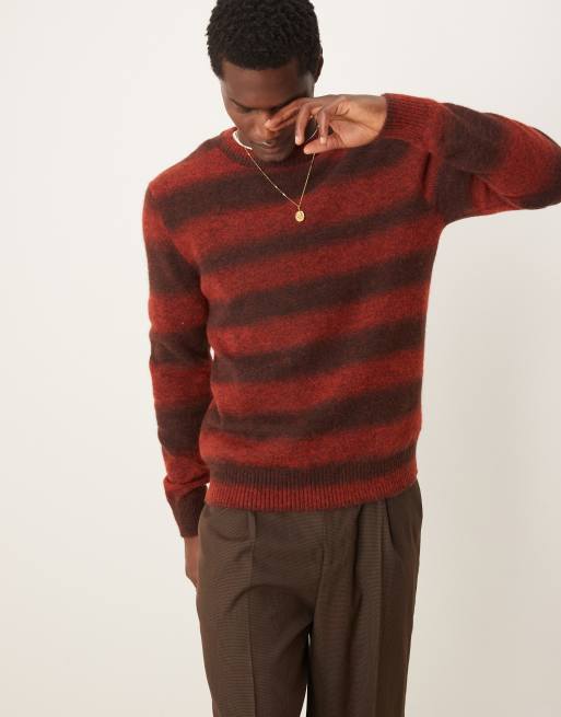 Selected Homme - Gebreide trui van alpaca wolmix in rood met kleurverloop