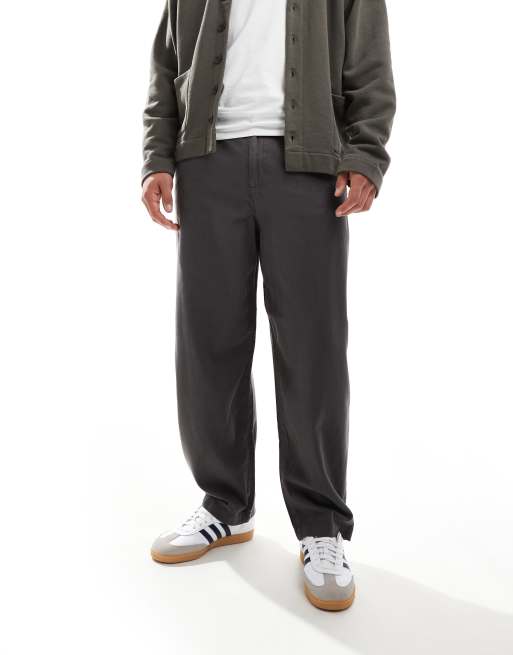 Selected Homme - Geplooide broek met wijde pasvorm in grijs