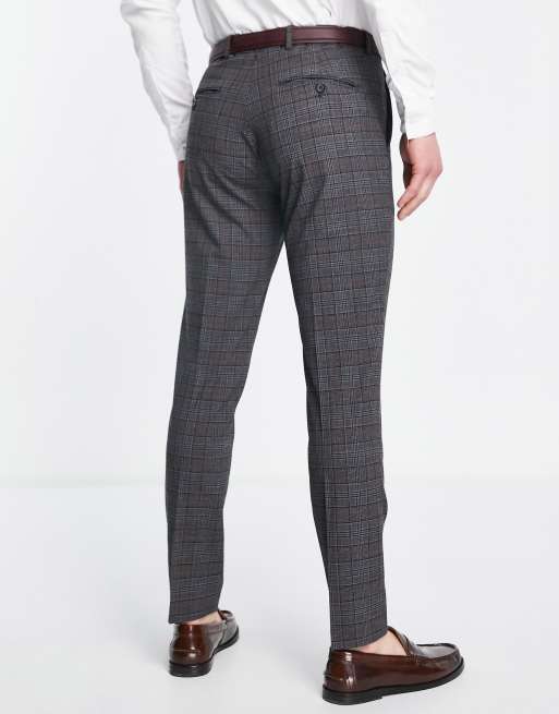 Selected Homme - Geruite slim fit pantalon in donkergrijs, 3 van 4