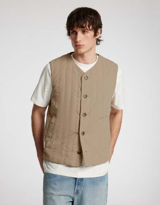 Selected Homme – Gesteppte Weste in Greige