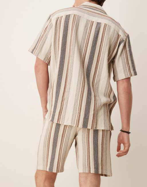Selected Homme - Gestreepte short van 100% katoen met textuur in multi , 4 van 5