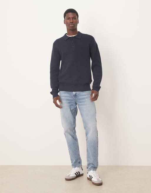 Selected Homme – Gestricktes Polohemd aus 100% Baumwolle in Marineblau, 2 von 5
