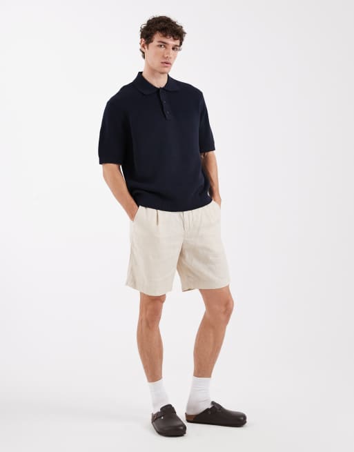 Selected Homme – Gestricktes Polohemd aus 100% Baumwolle in Marineblau , 2 von 5