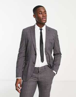 Selected Homme suit jacket in slim fit grey check - ASOS Price Checker