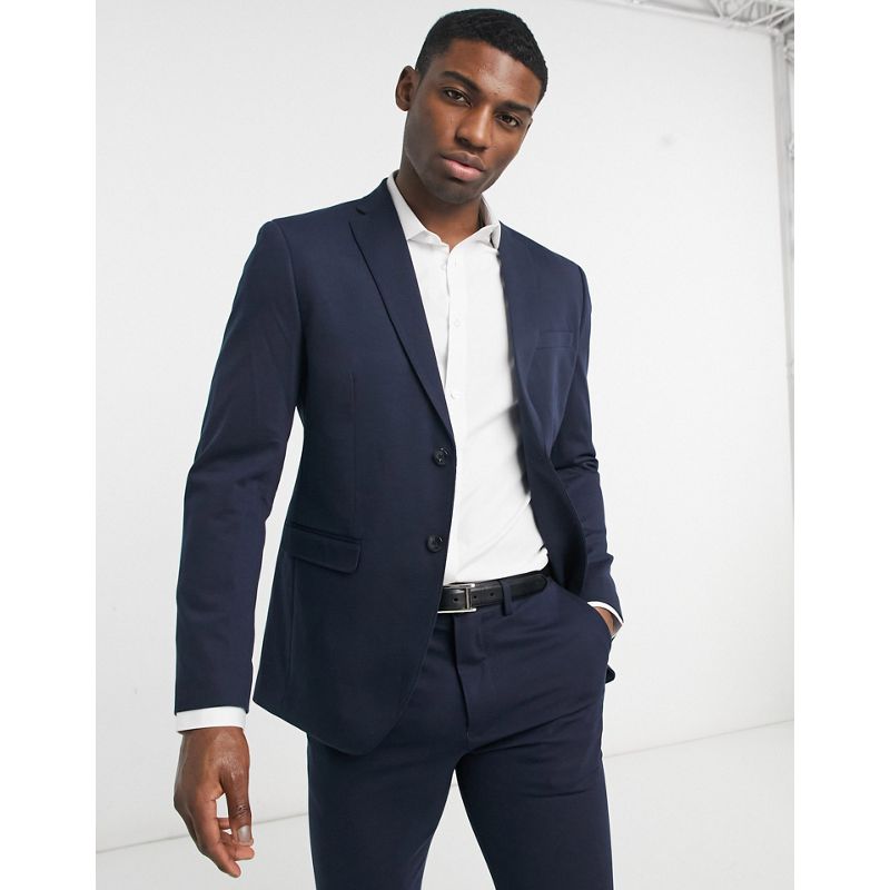 6yEOr Uomo Selected Homme - Giacca da abito slim in jersey blu navy