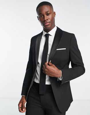 Selected Homme slim fit tux suit jacket in black  - ASOS Price Checker