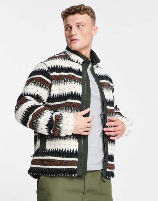 Selected Homme - Giacca in pile pesante con stampa multicolore 