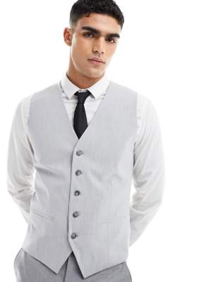 Selected Homme slim fit waist coat in light grey  - ASOS Price Checker