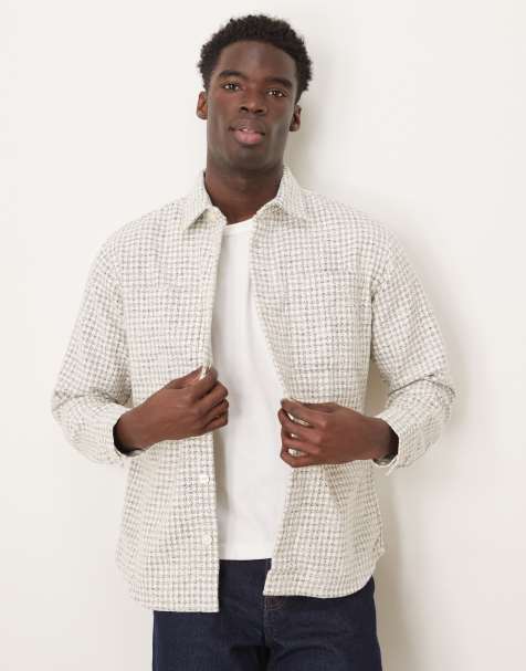 Selected Homme – Gräddvit, rutig overshirt i oversize - view 1