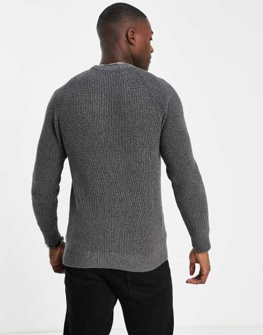 Selected Homme – Gråmelerad, grovribbad tröja, 2 av 4