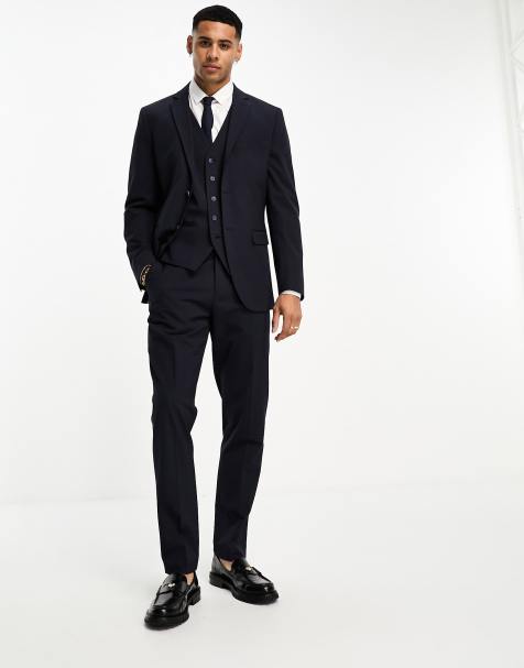 Selected slim fit suit trouser in navy 