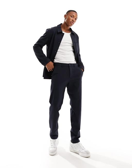 Selected Homme – Granatowe dopasowane spodnie garniturowe