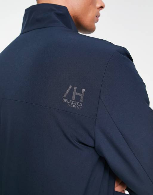 Selected Homme – Granatowy płaszcz z materiału technicznego , 2 z 4
