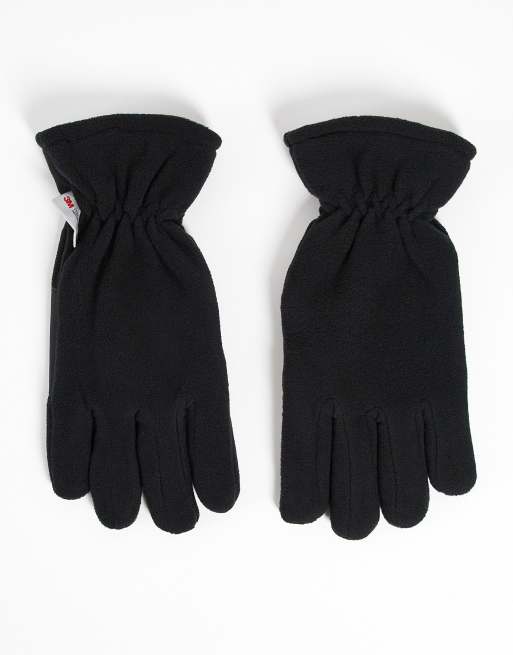 Selected Homme - Guanti in pile in tessuto 3M termico, colore nero