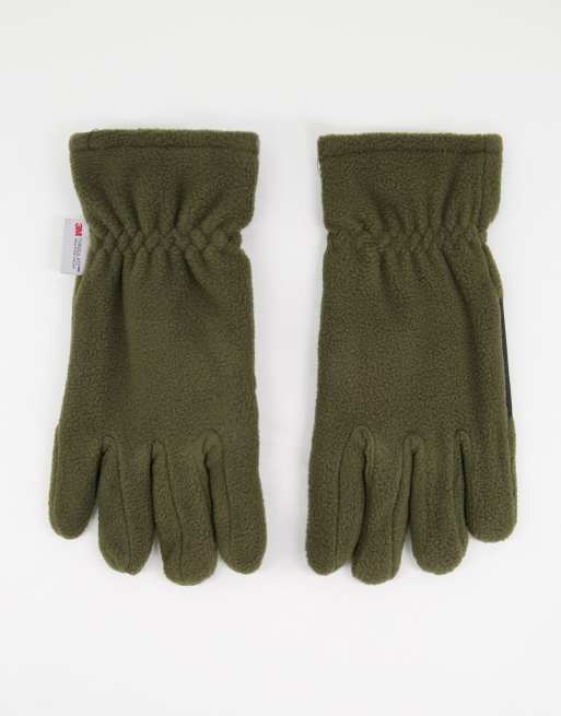 Selected Homme - Guanti in pile in tessuto Thinsulate verdi