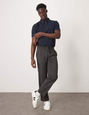 SELECTED HOMME HALF ZIP SEERSUCKER POLO SHIRT