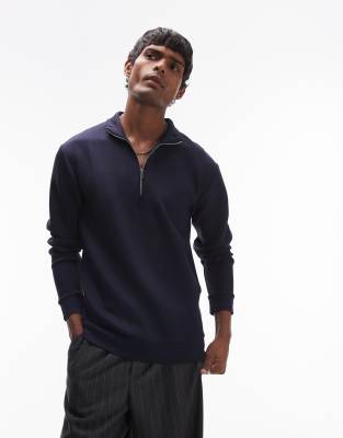 Selected Homme Selected Homme half zip sweatshirt in navy