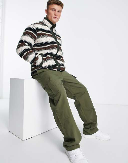 Selected Homme heavyweight fleece jacket in multi print , 3 of 4