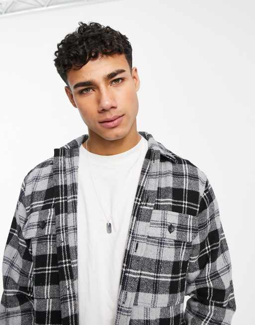 Selected Homme – Hemdjacke in Grau kariert ASOS