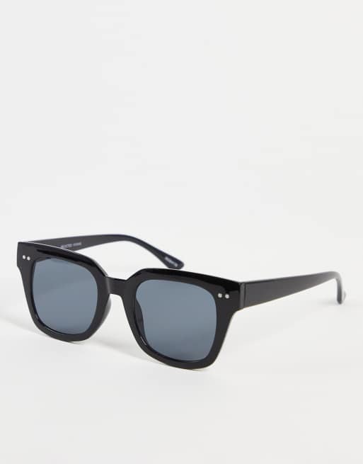 Selected Homme - High Brow - Firkantede sorte solbriller 