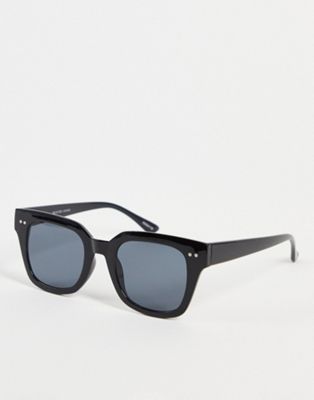 Selected Homme high brow square sunglasses in black