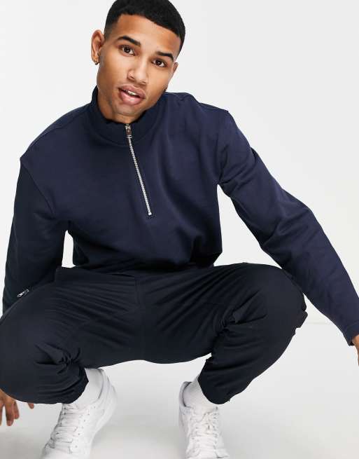 Selected Homme high neck sweatshirt in navy ASOS