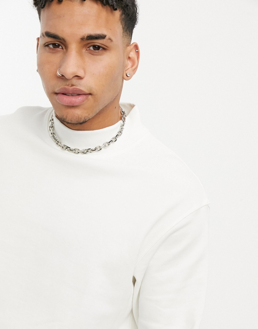 Selected Homme high neck sweatshirt in off white