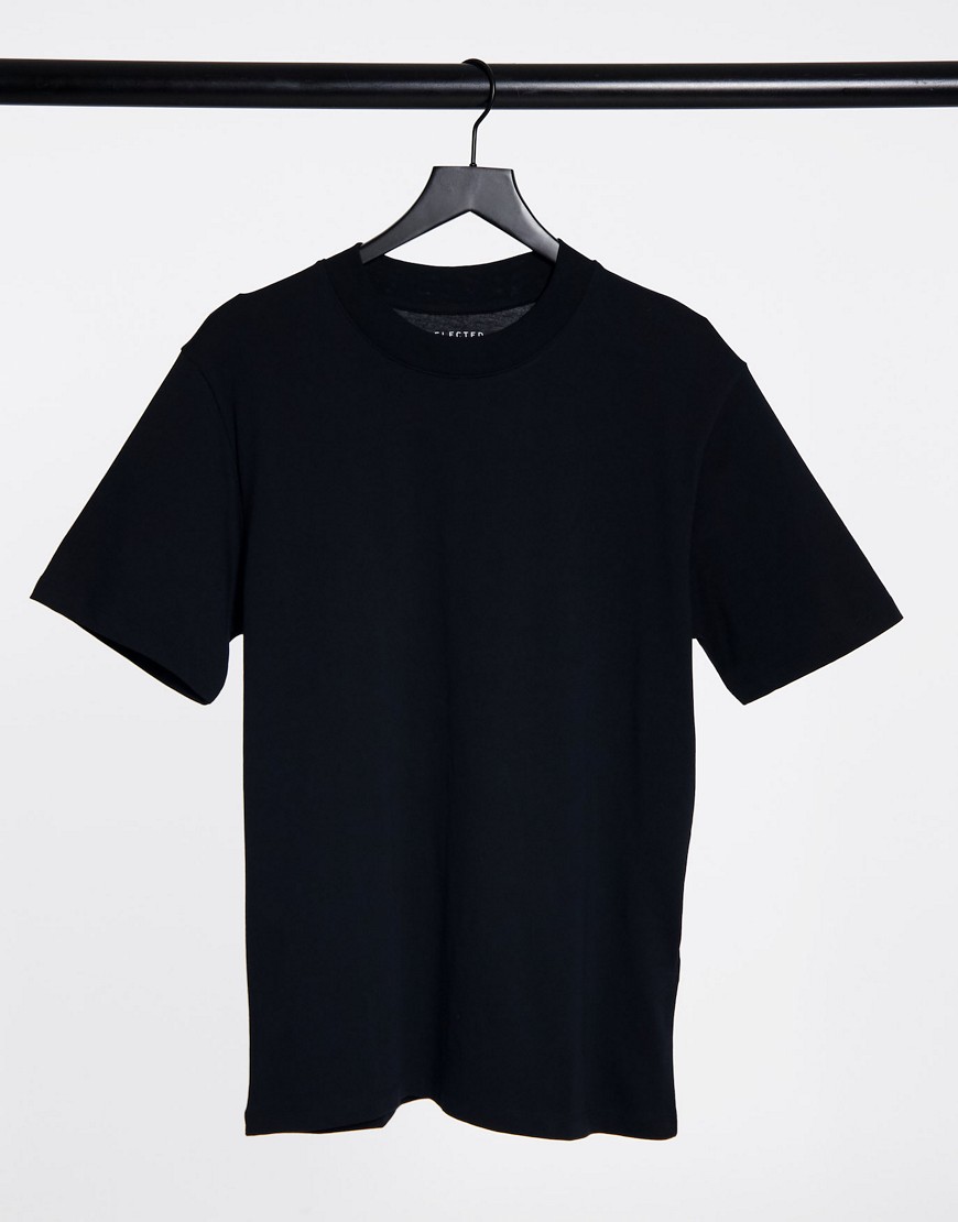 Selected Homme high neck t-shirt in black