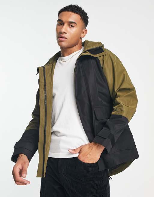 Observeer bitter Zonder twijfel Selected Homme hooded parka in black and khaki color block | ASOS