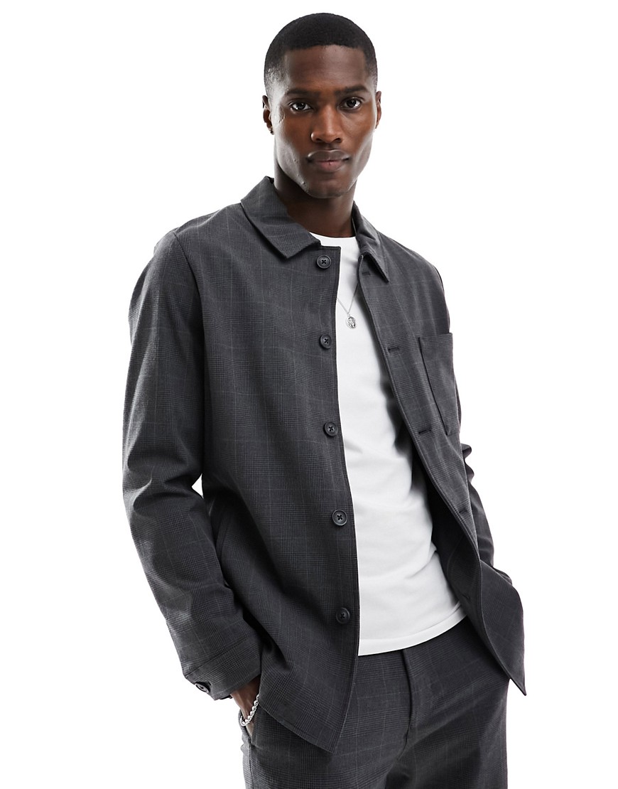 Selected Homme hybrid suit jacket in grey check