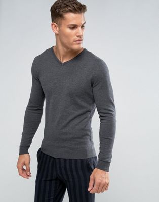 Selected Homme Identity V Neck Knit In Cotton Silk | ASOS