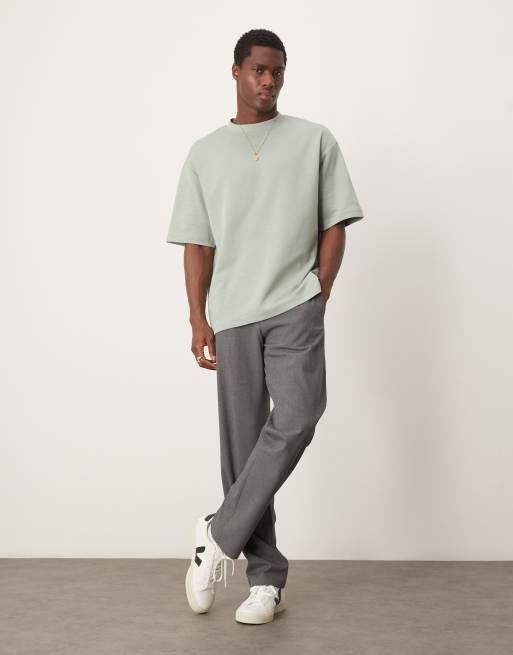 Selected Homme – Jasnozielony gruby T-shirt oversize