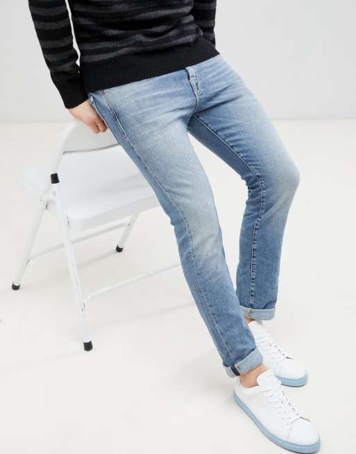 Jean slim outlet bleu clair homme