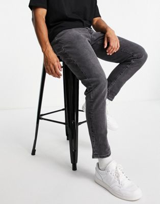Jeans Selected Homme - Jean slim fuselé en coton biologique - Noir délavé