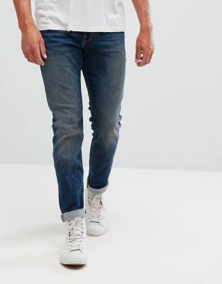 Selected Homme Jeans In Straight Fit Washed Italian Denim