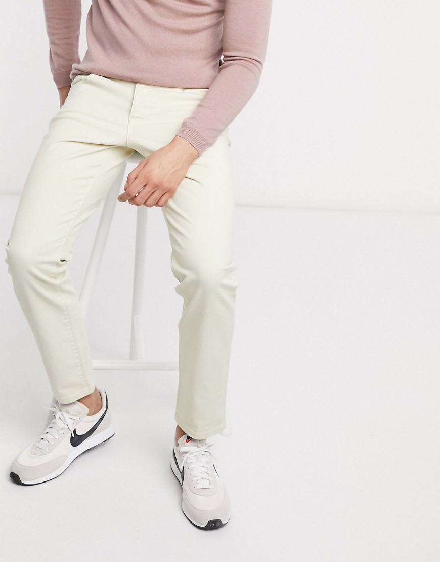 Selected Homme - Jeans stretch slim in cotone organico bianco sporco