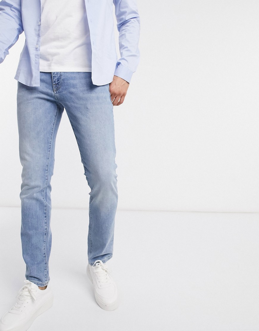 Selected Homme - Jeans stretch slim in cotone organico blu slavato