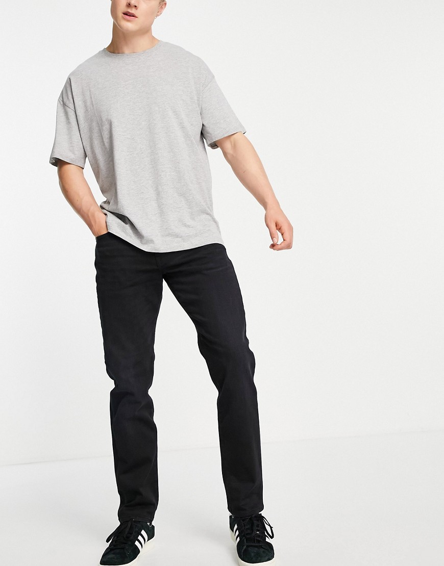 Selected Homme - Jeans van organische katoenmix met rechte pasvorm in zwart