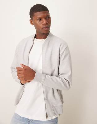 jersey bomber jacket in light gray