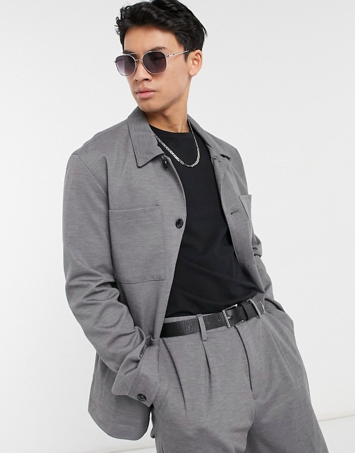 Selected Homme jersey boxy suit jacket slim fit in grey
