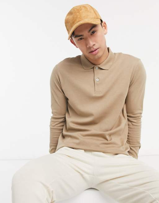 Polo Homme Beige manche longue