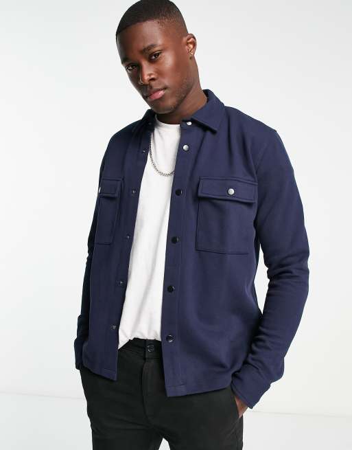 bar lava tevredenheid Selected Homme jersey overshirt in navy | ASOS